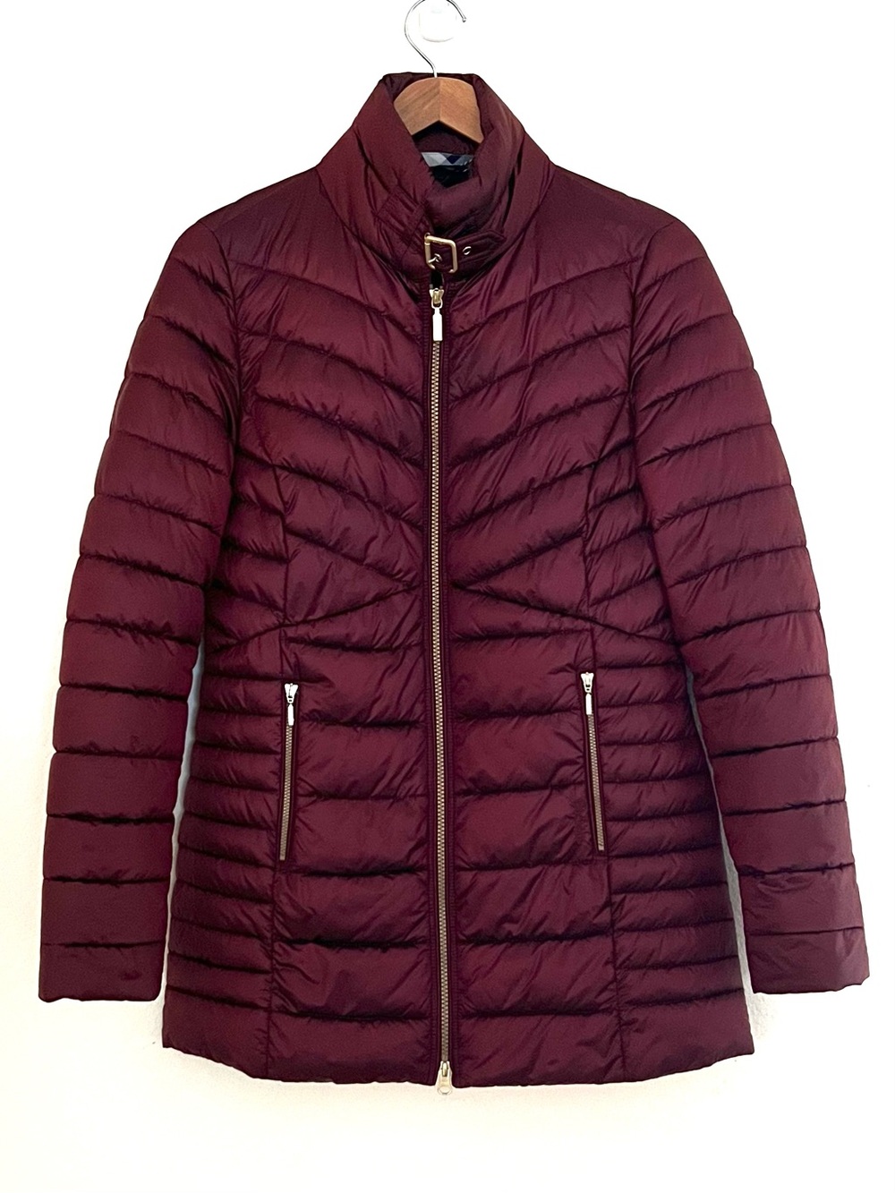 Barbour Women’s Lomond Quilted Jacket in Burgundy *Missing Faux Fur Trim Size: 6